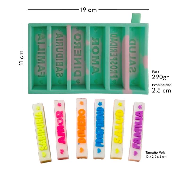Molde de silicona Velas Deseos Rectangular Básico 6 Cavidades | Navidad