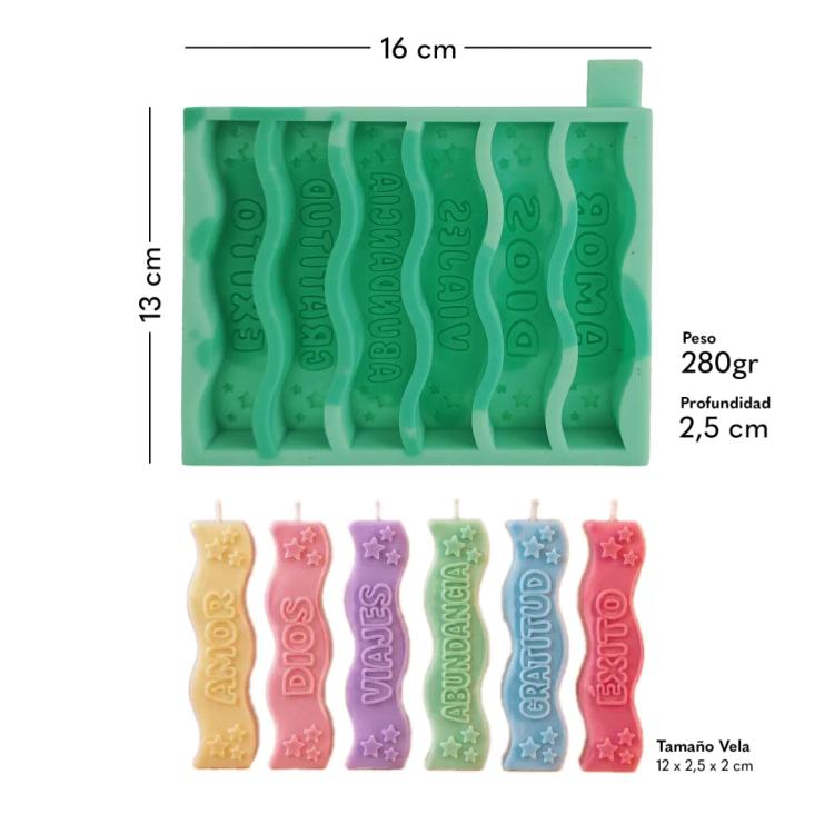 Molde Deseos Ondas Letra Relieve 6 Cavidades | Navidad