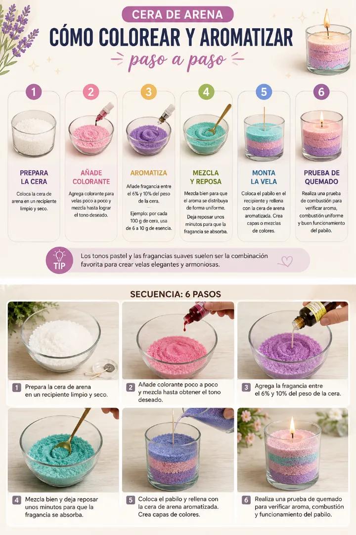 🕯️✨ Tip de Velas: Cómo colorizar y aromatizar Cera de Arena